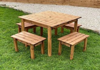 Charles Taylor Trading Four Seater Form Table Set in Brown