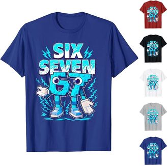 Generic Funny Six Seven 67 Meme T-Shirt for Gen Alpha Kids & Teens | Viral 6 7 Hands Slang & Italian Brainrot Humor | Trendy Christmas Xmas Gift for Boys Girl