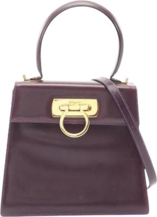 Ferragamo Pre-owned Handbag - Dames - Vintage Handtas - Paars - ONE Size - Leer - Vintage