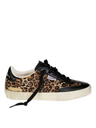 Golden Goose Leopard Print Black Leather Accents Sneakers