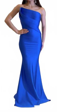 Nicole Bakti Strapless Maxi Dress In Royal