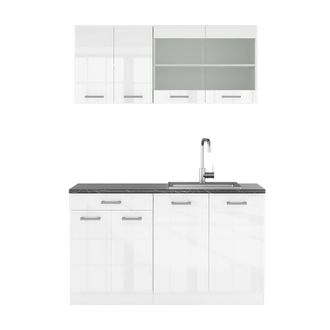 Vicco Cocina Vers&aacute;til R-line, Blanco Alto Brillo/blanco, 140 Cm, Et Antracita