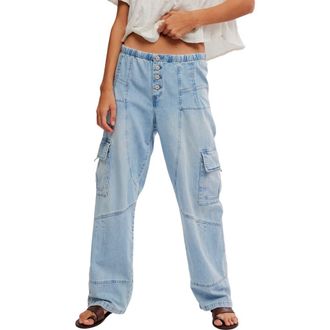 Free People Wallflower Barrel Leg Cotton Jeans in Victoria at Nordstrom, Size Small