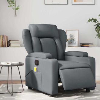 vidaXL Vidaxl - Sill&oacute;n De Masaje Reclinable El&eacute;ctrico Cuero Sint&eacute;tico Gris