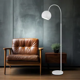 Globo Lighting Lampada Da Terra Led Lampada Da Terra Lampada Da Ufficio Metallo Bianco Interruttore A Pedale E27 H 150 Cm