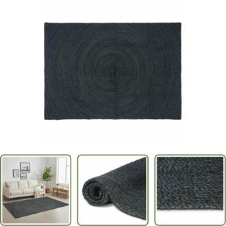 vidaXL Tappeti moderni - Tappeti per area Rettangolare Grigio scuro 120 x 170 cm Juta