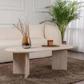 Dmora Tavolino Da Salotto Parrano, Tavolo Basso Da Caff&egrave;, Portariviste Per Divano, Ripiano Da Soggiorno, 119x60 H40 Cm, Beige - Dmora