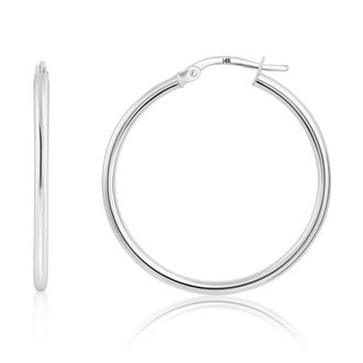 MAX + STONE 14k Yellow or White Gold 2mm Thick Tube Hoop Earrings 12MM to 50MM