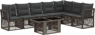 vidaXL Conjunto De Sof&aacute;s De Jard&iacute;n 8 Uds. Gris Rat&aacute;n Sint&eacute;tico Vidaxl