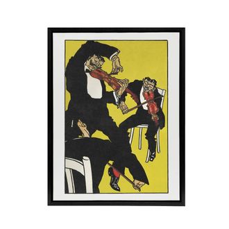 Artery8 Musicians Between 3 & 4 in the Morning Jung Framed Canvas Wall Art in Yellow | Size: W24 x H32