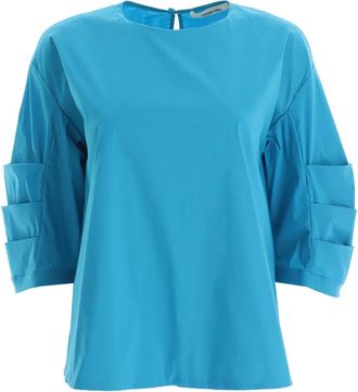 Liviana Conti Turquoise Fashion Jas - Dames - Blouses - Blauw - L - Overhemden