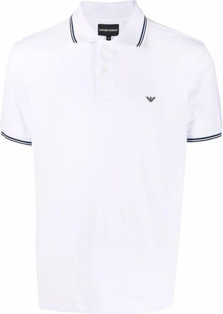 Emporio Armani Bright White Logo Print Polo Shirt