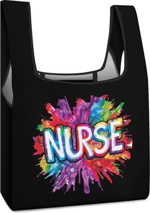 Generic Nurse Appreciation Day Tie Dye Shopping Bag Reusable Grocery Tote Bag Foldable Handbag for Travel Picnic