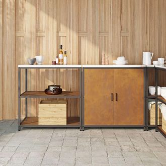 Berkfield Home with Shelf with Storage with Door Adjustable 2 pcs Rusty Weathering steel in Brown