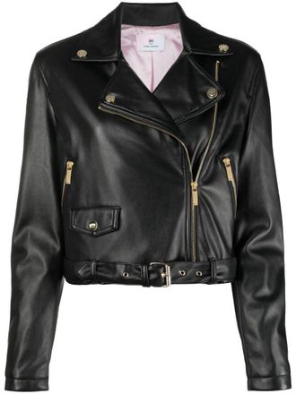 レザージャケット・コート CHIARA FERRAGNI Women Leather Jackets 73CBS408CNV7D899 Black Chiara Ferragni Black Leather Coat – Street Outerwears
