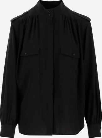 Chlo&eacute; Camisa De Crep&eacute; De Seda Plisada