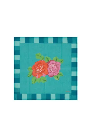 Lisa Corti Napkin 50x50 Hima Big Flw Turquoise x 4