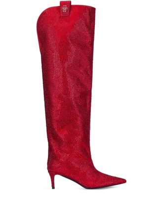 Philipp Plein strass-embellishment boots - Red