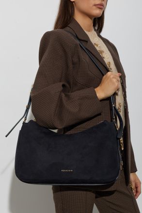 Michael Michael Kors Suede Shoulder Bag Nolita, Womens, Navy Blue