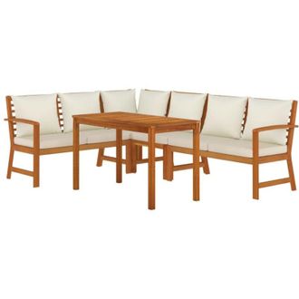 vidaXL Juego Comedor Jard&iacute;n Y Cojines 5 Piezas Madera Maciza De Acacia Vidaxl