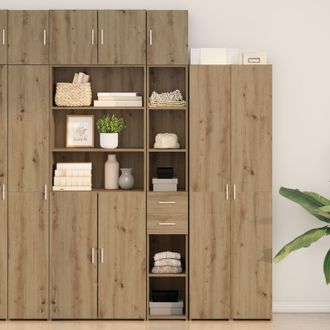 Berkfield Home Slim Storage Cabinet Artisan Oak 30x42.5x225 cm Engineered Wood in Brown