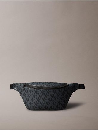 Calvin Klein Mens Allover Monogram Matte Waistpack - Black