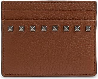 Valentino Garavani Accessoires, Heren, Bruin, ONE Size, Leer, Rockstud Grainy Calfskin Kaarthouder