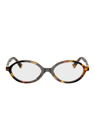 Miu Miu VAU1O1 Oval Acetate Eyeglasses - Havana