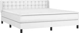 vidaXL Vidaxl - Cama Box Spring Con Colch&oacute;n Cuero Sint&eacute;tico Blanco 180x200 Cm