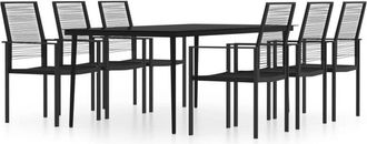 vidaXL Juego De Comedor De Jard&iacute;n 7 Piezas Negro Vidaxl