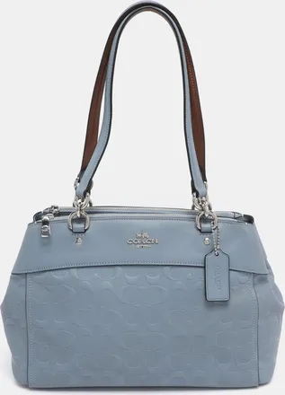 Coach Light Blue Signature Leather Mini Brooke Carryall Satchel