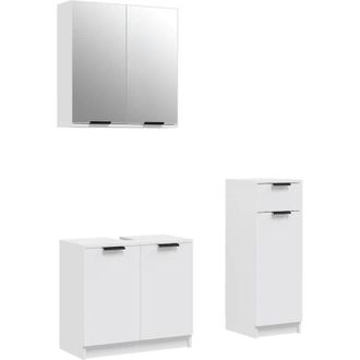 vidaXL Set di Mobili da Bagno 3 pz Bianco in Legno Multistrato - Vidaxl