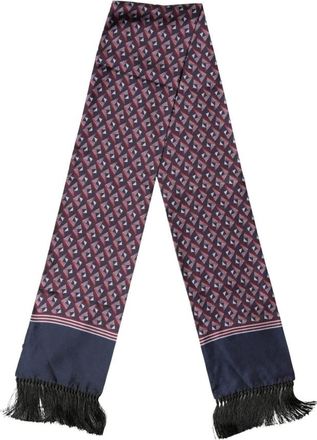 Dolce & Gabbana Silky Scarves, male, Multicolor, Size: ONE SIZE Geometric Pattern Silk Fringe Scarf