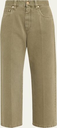 Brunello Cucinelli Cotton Bull Straight-Leg Ankle Jeans