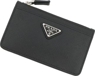 Prada Saffiano Black Leather Coin Purse/Coin Case (Pre-Owned)