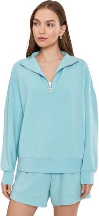 Varley Hawley 1/2 Zip Sweat Womens Clothing Porcelain Blue : XXS, Polyester/Viscose/Elastane