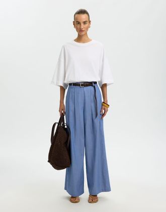 Selected Pantaloni a fondo ampio blu scuro