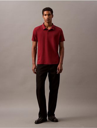 Calvin Klein Mens Liquid Cotton Tipped Polo Shirt - Red - XS