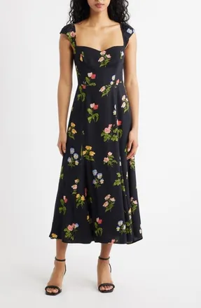 Reformation Bryson Floral Midi Dress in Night Bloom at Nordstrom, Size 10
