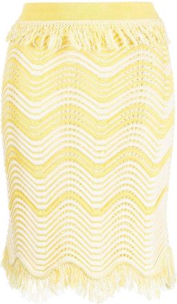 Genny fringe-detail knitted skirt - women - Metallic Fibre/Polyester - 38 - Yellow