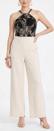 Rachel Roy Jetti Halter Neck Wide Leg Jumpsuit in Mono Floral Combo at Nordstrom, Size Xx-Large