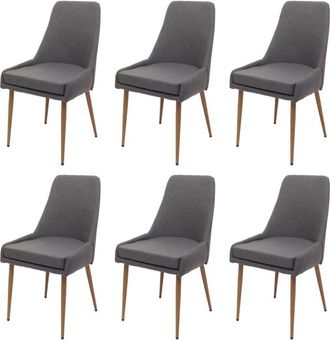 Hhg Hhg - Juego De 6 Silla De Comedor 069, Silla De Cocina Silla Tapizada, Tela/textil (280g/m&sup2;) Metal, Gris Oscuro