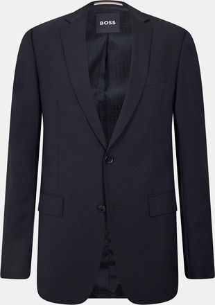 HUGO BOSS Mens Solid Patterned Single Button Notch Collared Blazer in Black - Size Medium