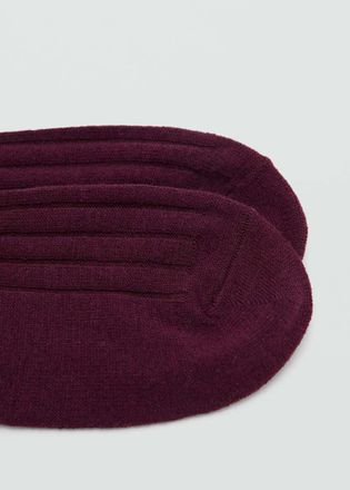 Mango Calzini misto lana coste bordeaux - Donna - Taglia unica - MANGO