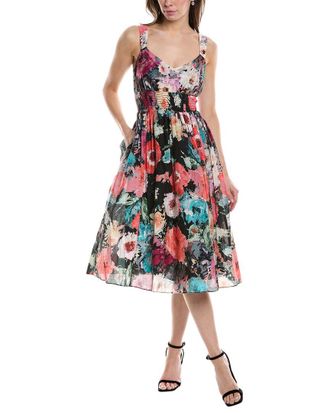 Marchesa Betony Silk-Blend Midi Dress