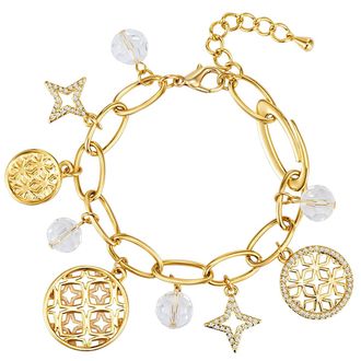 Lulu & Jane Womens Female Bracelet with Swarovski crystals Metal (Alloy) - Gold - One Size