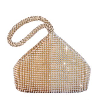 Babeyond Womens Rhinestone Clutch Evening Bags Sparkly Glitter Triangle Purse for 1920s Party Prom Wedding, Gold and Silver, One Size
