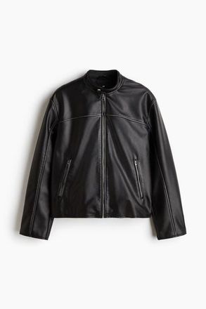 H&M Coated Racer Jacket in Black at Nordstrom, Size Xx-Large
