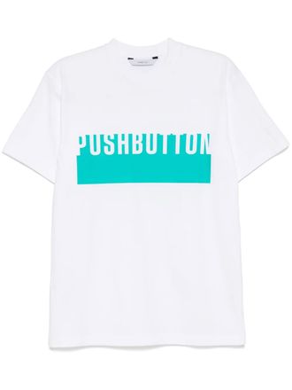 pushBUTTON logo-print T-shirt - women - Cotton - M - White