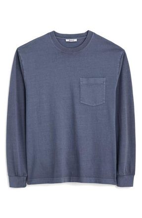 Madewell The Vintage Long Sleeve Pocket T-Shirt in Heirloom Blue at Nordstrom, Size Small